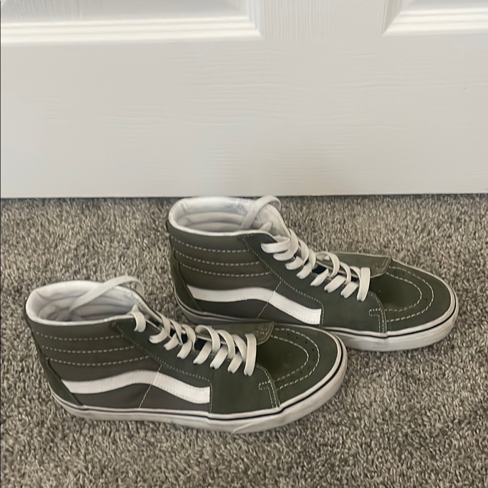 Vans Green and White High-Top Sneakers
